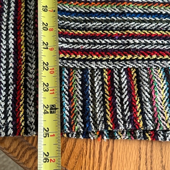 Earth Ragz Vintage 90s Mexican Blanket Baja Joe Red Black Blue Hoodie Mens S - Picture 7 of 8